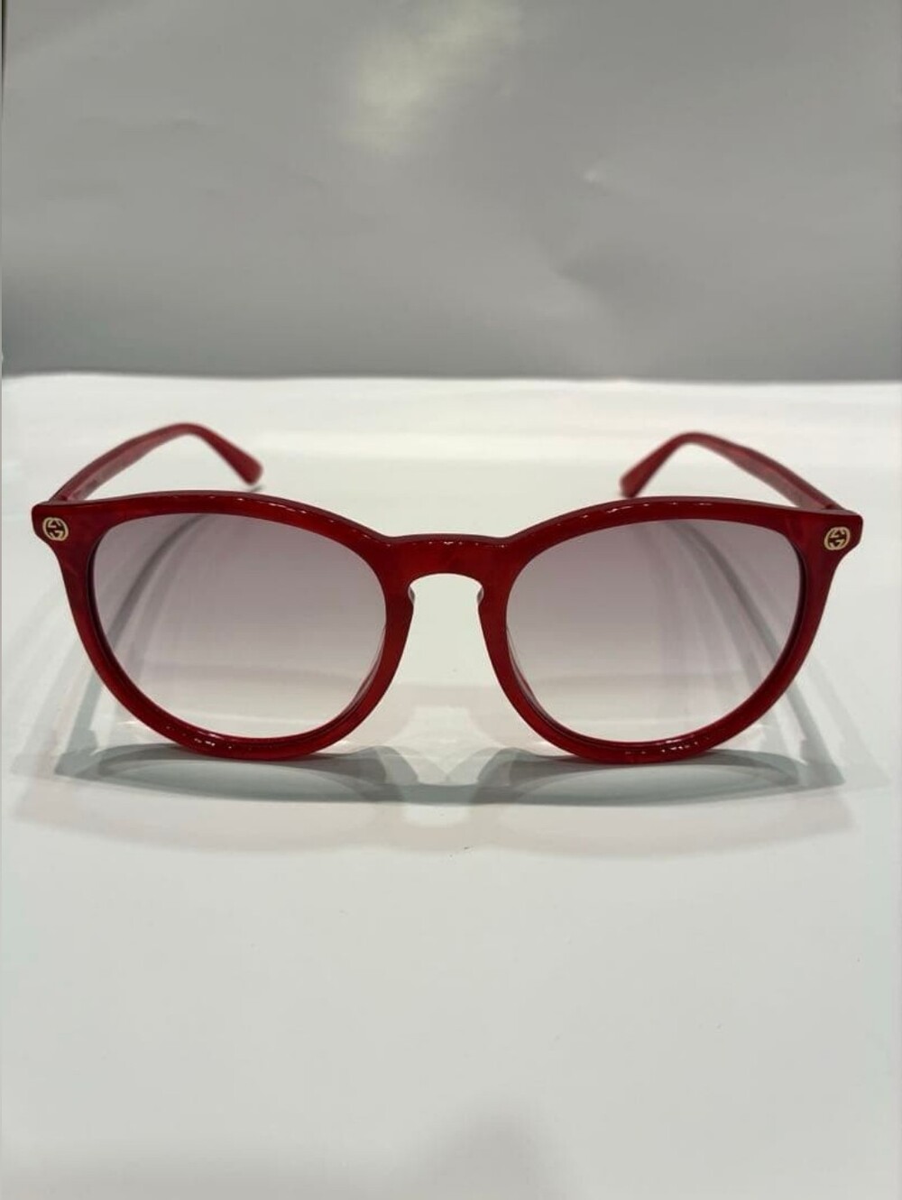 Gucci Red Round Acetate Sunglasses